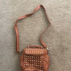 Orange gold studded cross body